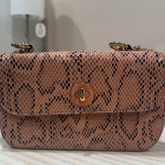 Topshop Brown Snake Print Shoulder Bag - Picture 1 of 9